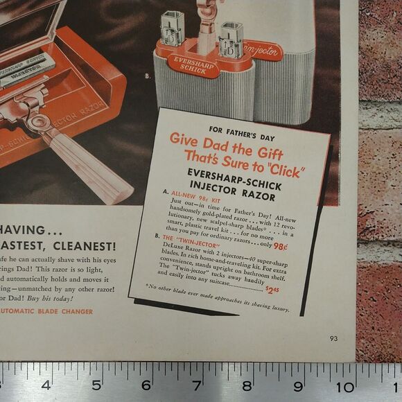 Schick Eversharp Injector Razor - Shave w/ Eyes Shut- 1950 Vtg PRINT AD Ephemera - Picture 7 of 10